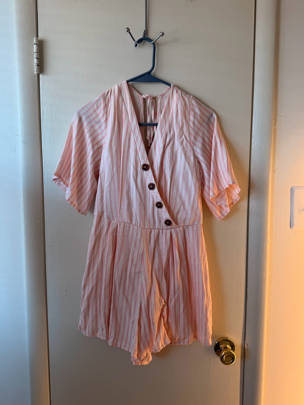 Women's Pink Striped Romper